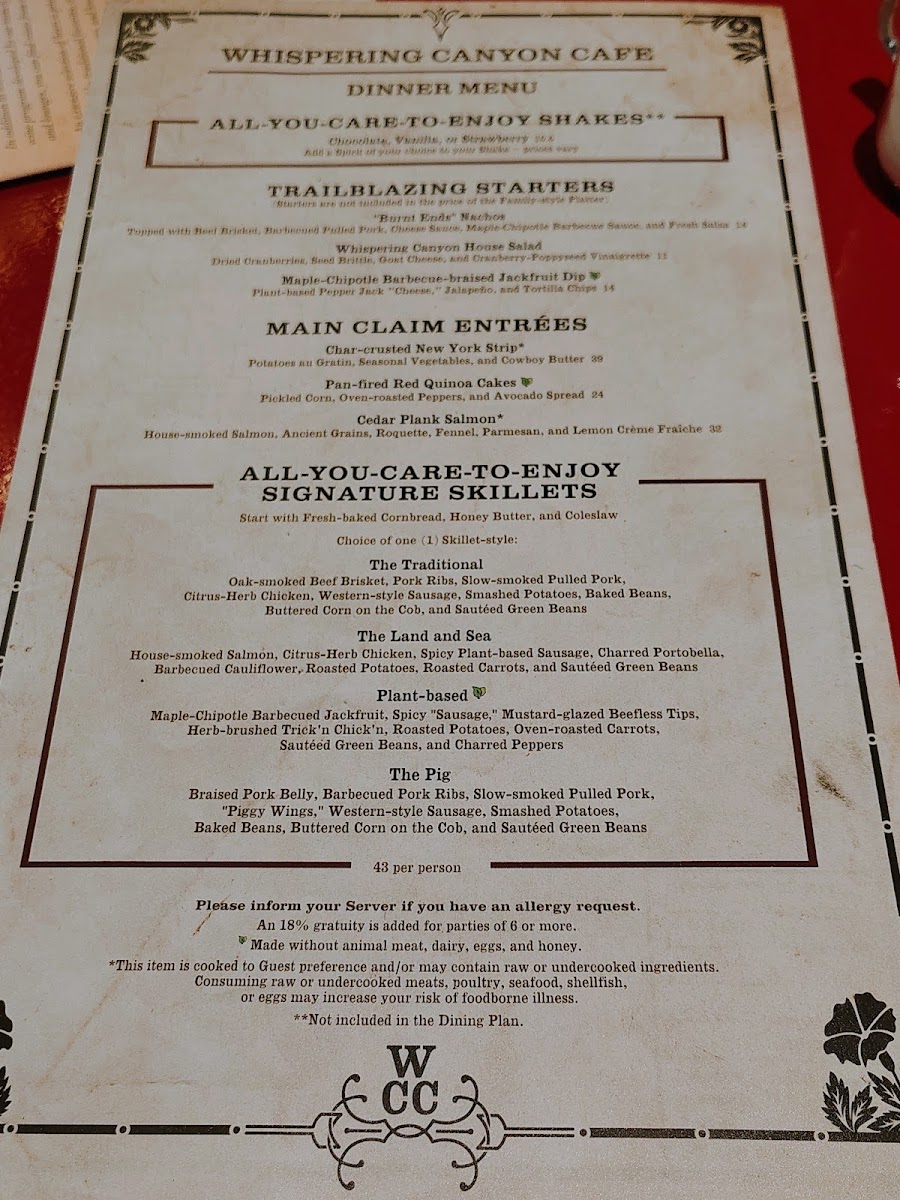 Whispering Canyon Cafe Menu - Image 4